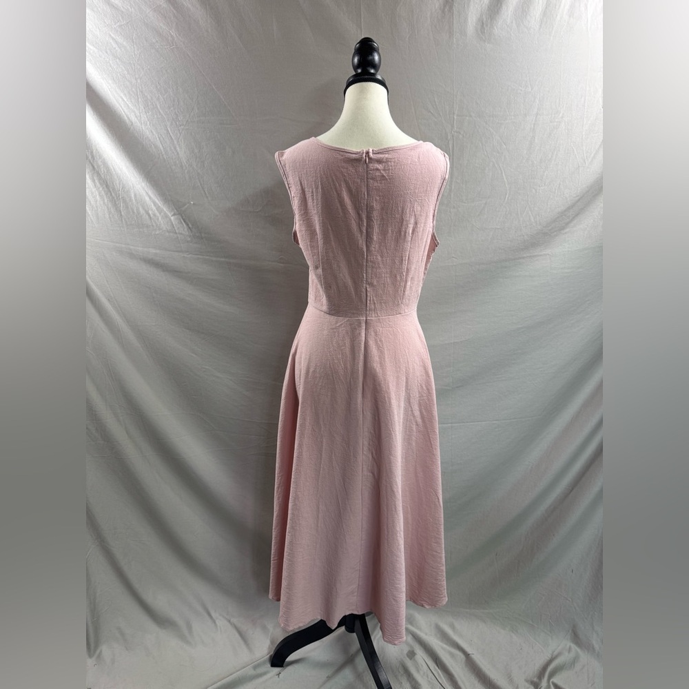 Cotton A- Line Midi Dress Pink - Picture 8 of 8